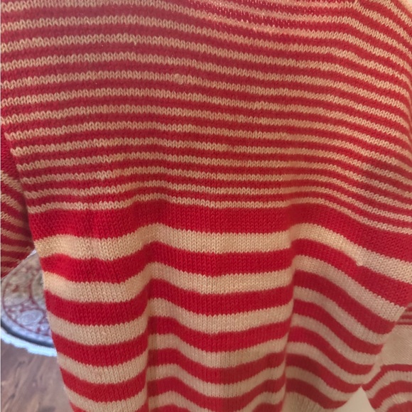 Red and White Striped Women's Sweater - Picture 4 of 4